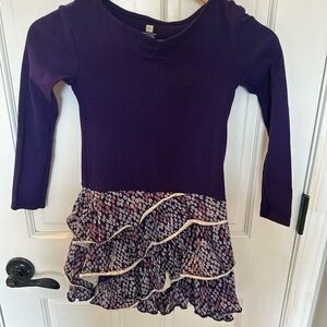 Tea Collection Purple Long Sleeve Ruffle Dress